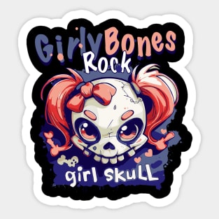 Skull Girl, Skull Fun T-Shirt 02 Sticker